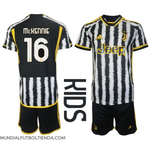 Camiseta Juventus Weston McKennie #16 Primera Equipación Replica 2023-24 para niños mangas cortas (+ Pantalones cortos)
